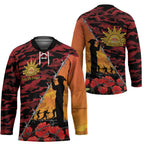 ANZAC Lest We Forget Hockey Jersey Australian Army Poppy Tribute