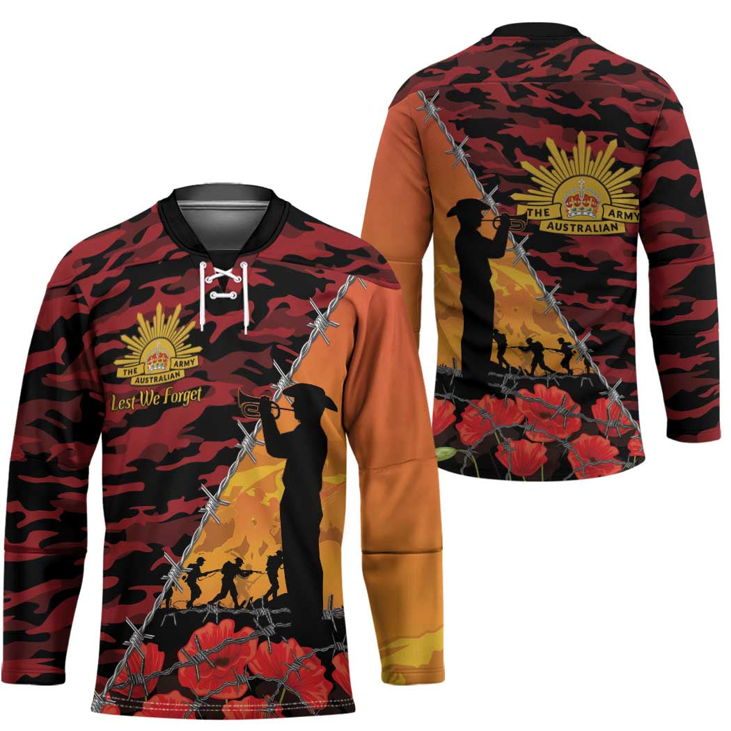 ANZAC Lest We Forget Hockey Jersey Australian Army Poppy Tribute