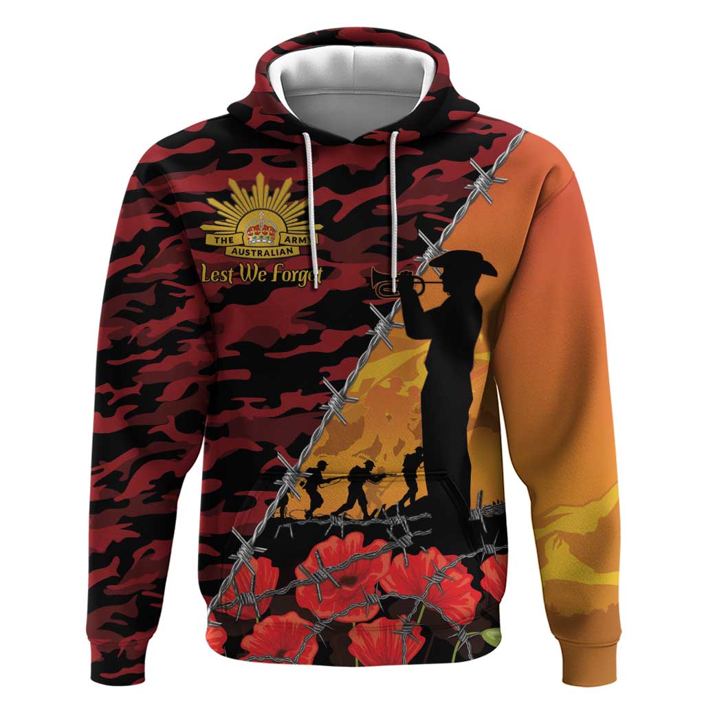 ANZAC Lest We Forget Hoodie Australian Army Poppy Tribute