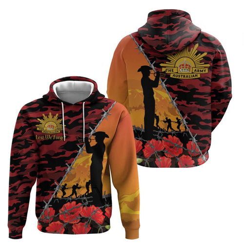 ANZAC Lest We Forget Hoodie Australian Army Poppy Tribute