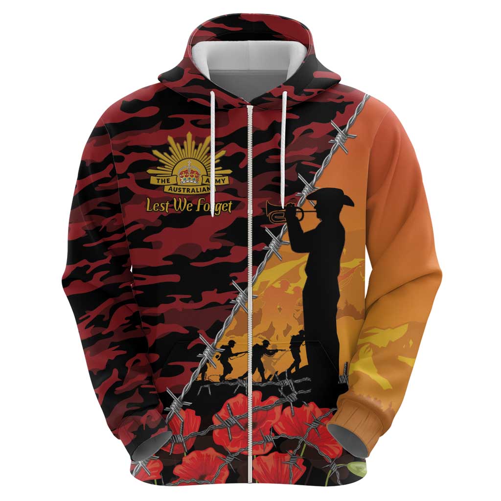 ANZAC Lest We Forget Hoodie Australian Army Poppy Tribute