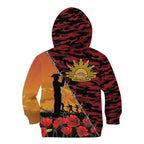 ANZAC Lest We Forget Kid Hoodie Australian Army Poppy Tribute