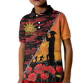 ANZAC Lest We Forget Kid Polo Shirt Australian Army Poppy Tribute