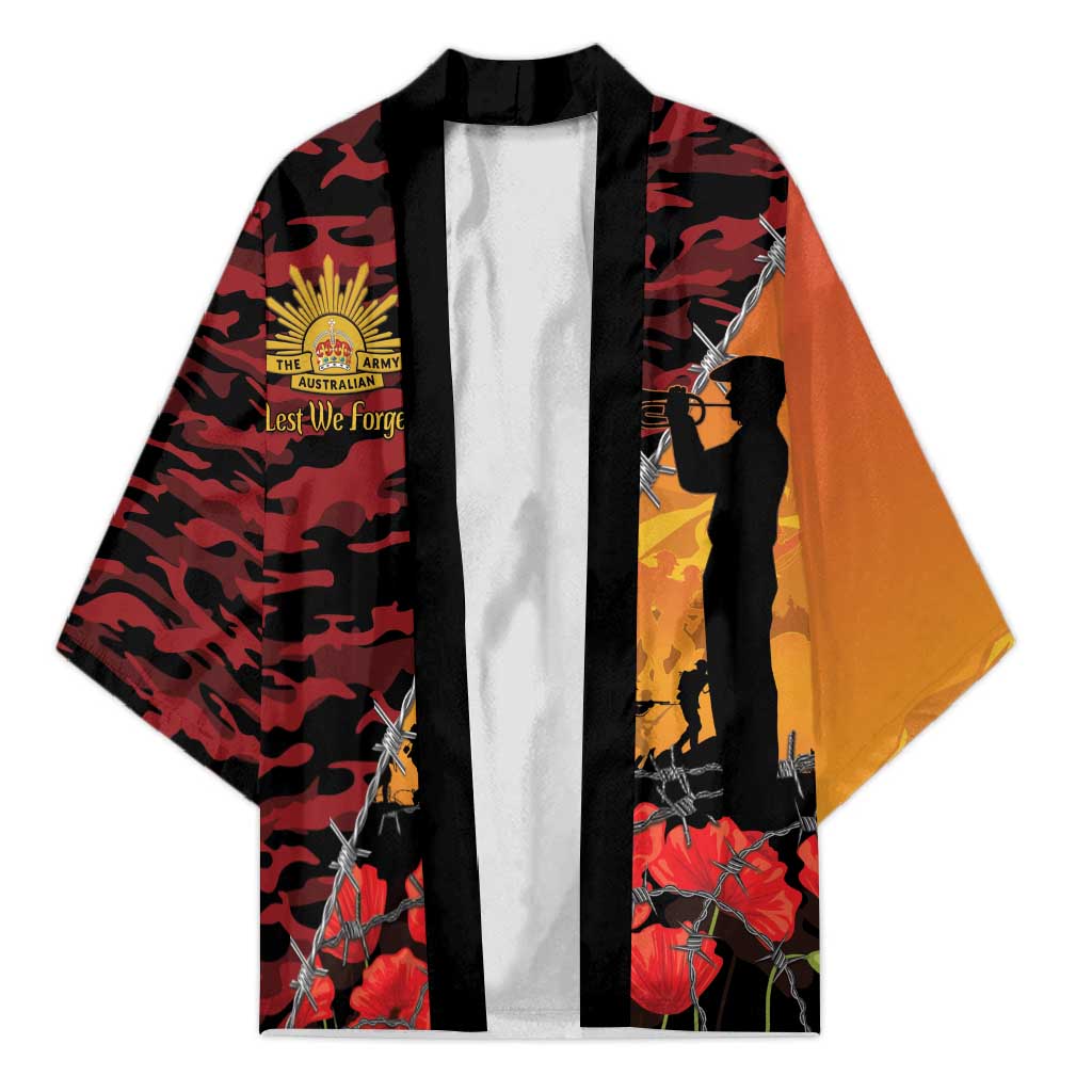 ANZAC Lest We Forget Kimono Australian Army Poppy Tribute
