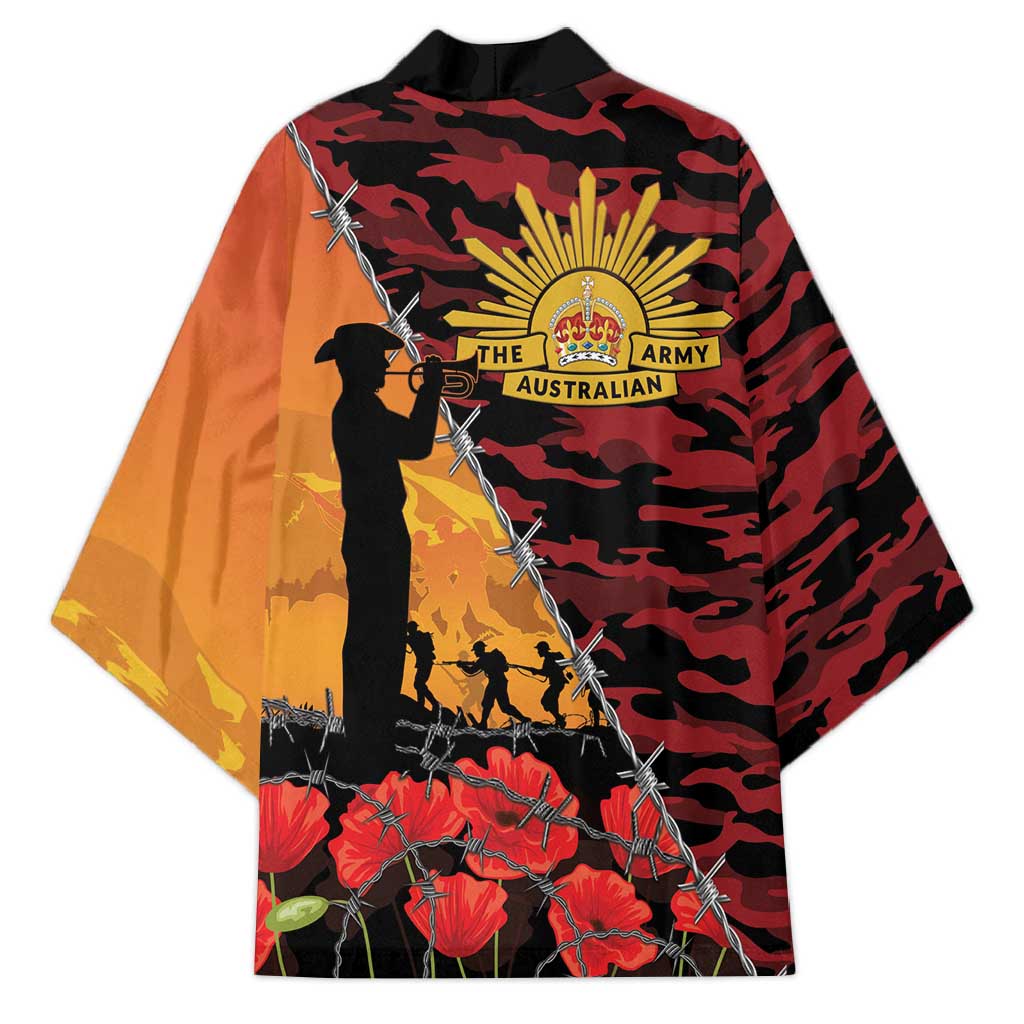 ANZAC Lest We Forget Kimono Australian Army Poppy Tribute