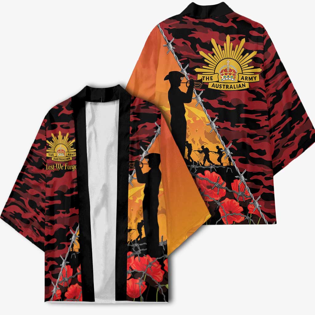 ANZAC Lest We Forget Kimono Australian Army Poppy Tribute