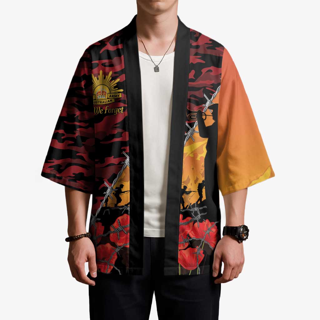 ANZAC Lest We Forget Kimono Australian Army Poppy Tribute