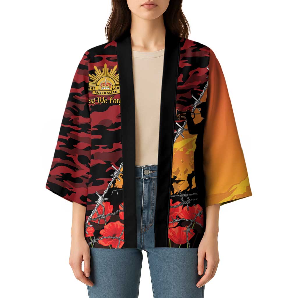 ANZAC Lest We Forget Kimono Australian Army Poppy Tribute