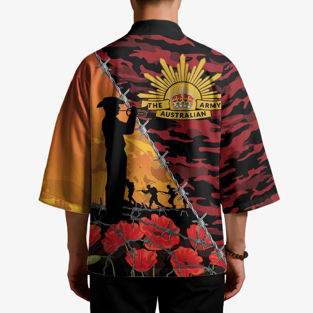 ANZAC Lest We Forget Kimono Australian Army Poppy Tribute
