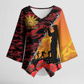 ANZAC Lest We Forget Kimono Sleeve Blouse Australian Army Poppy Tribute