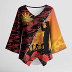ANZAC Lest We Forget Kimono Sleeve Blouse Australian Army Poppy Tribute