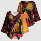 ANZAC Lest We Forget Kimono Sleeve Blouse Australian Army Poppy Tribute