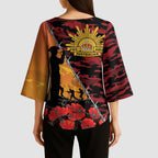 ANZAC Lest We Forget Kimono Sleeve Blouse Australian Army Poppy Tribute