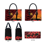 ANZAC Lest We Forget Leather Bag Australian Army Poppy Tribute
