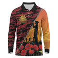 ANZAC Lest We Forget Long Sleeve Polo Shirt Australian Army Poppy Tribute