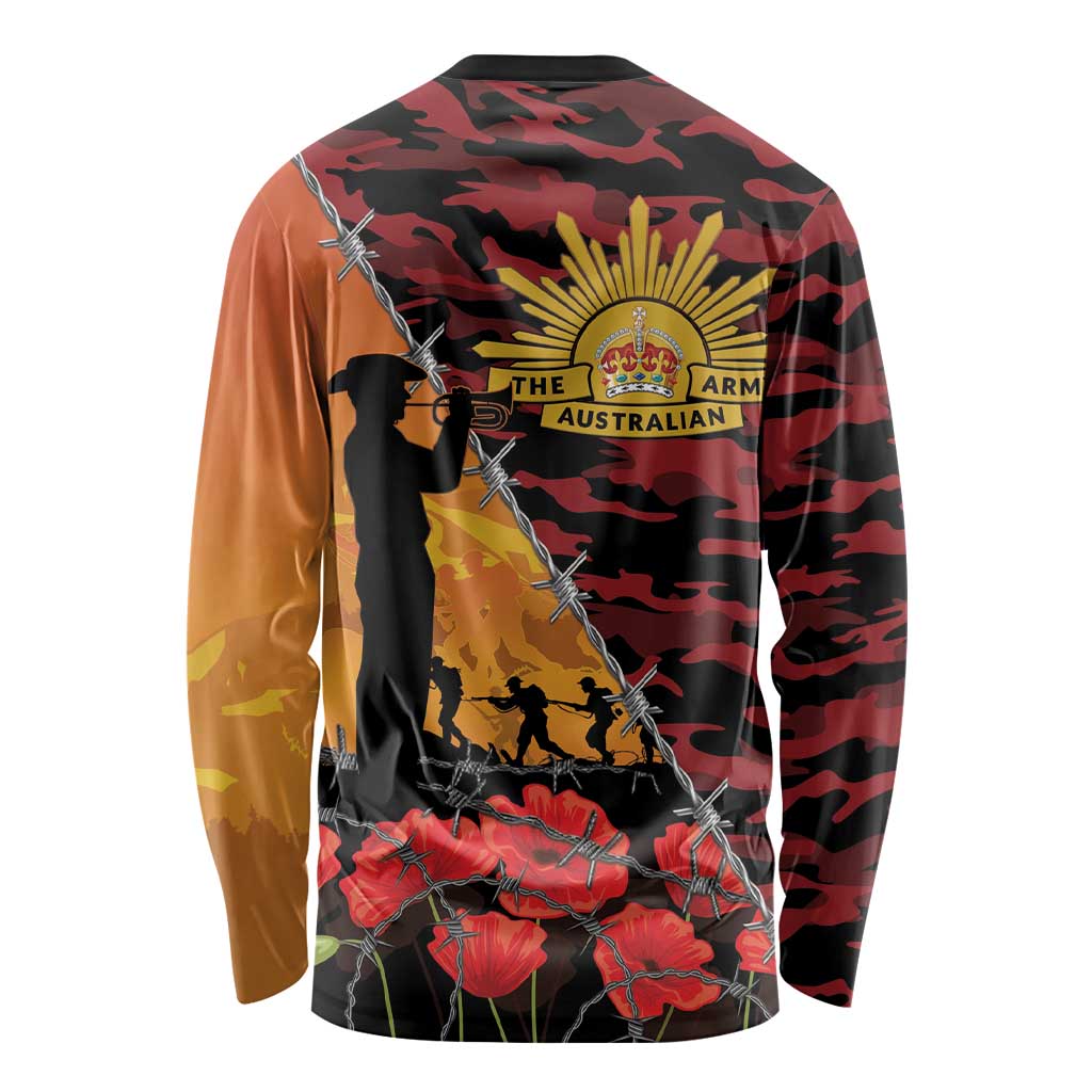 ANZAC Lest We Forget Long Sleeve Shirt Australian Army Poppy Tribute