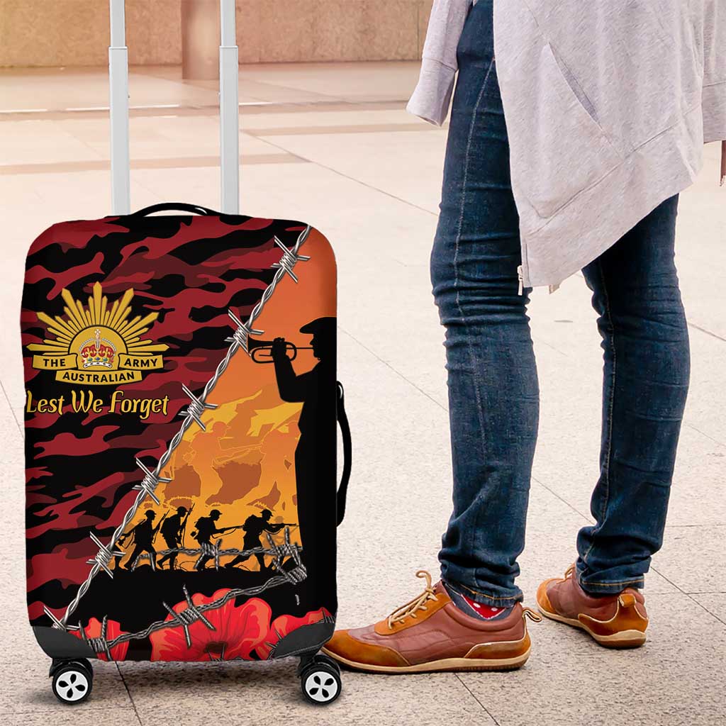 ANZAC Lest We Forget Luggage Cover Australian Army Poppy Tribute