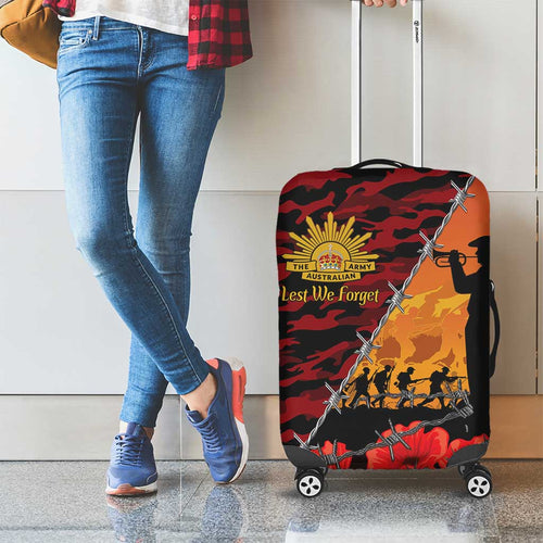 ANZAC Lest We Forget Luggage Cover Australian Army Poppy Tribute