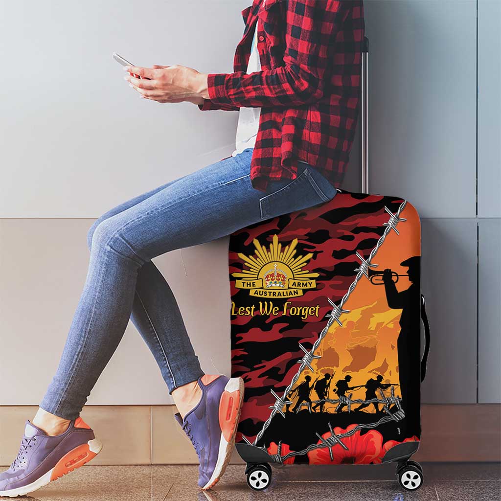 ANZAC Lest We Forget Luggage Cover Australian Army Poppy Tribute