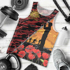 ANZAC Lest We Forget Men Tank Top Australian Army Poppy Tribute