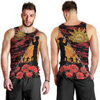 ANZAC Lest We Forget Men Tank Top Australian Army Poppy Tribute