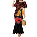 ANZAC Lest We Forget Mermaid Dress Australian Army Poppy Tribute