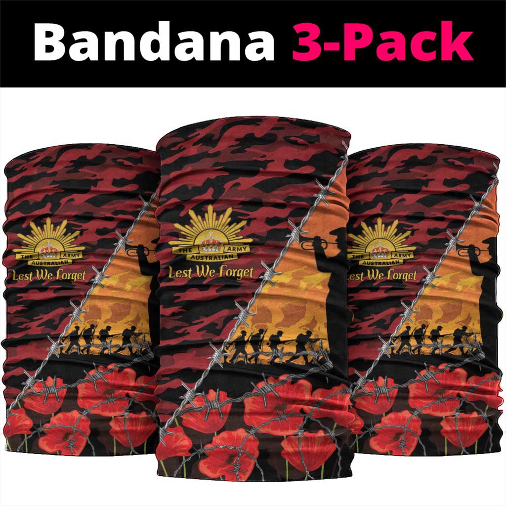 ANZAC Lest We Forget Neck Gaiter Australian Army Poppy Tribute