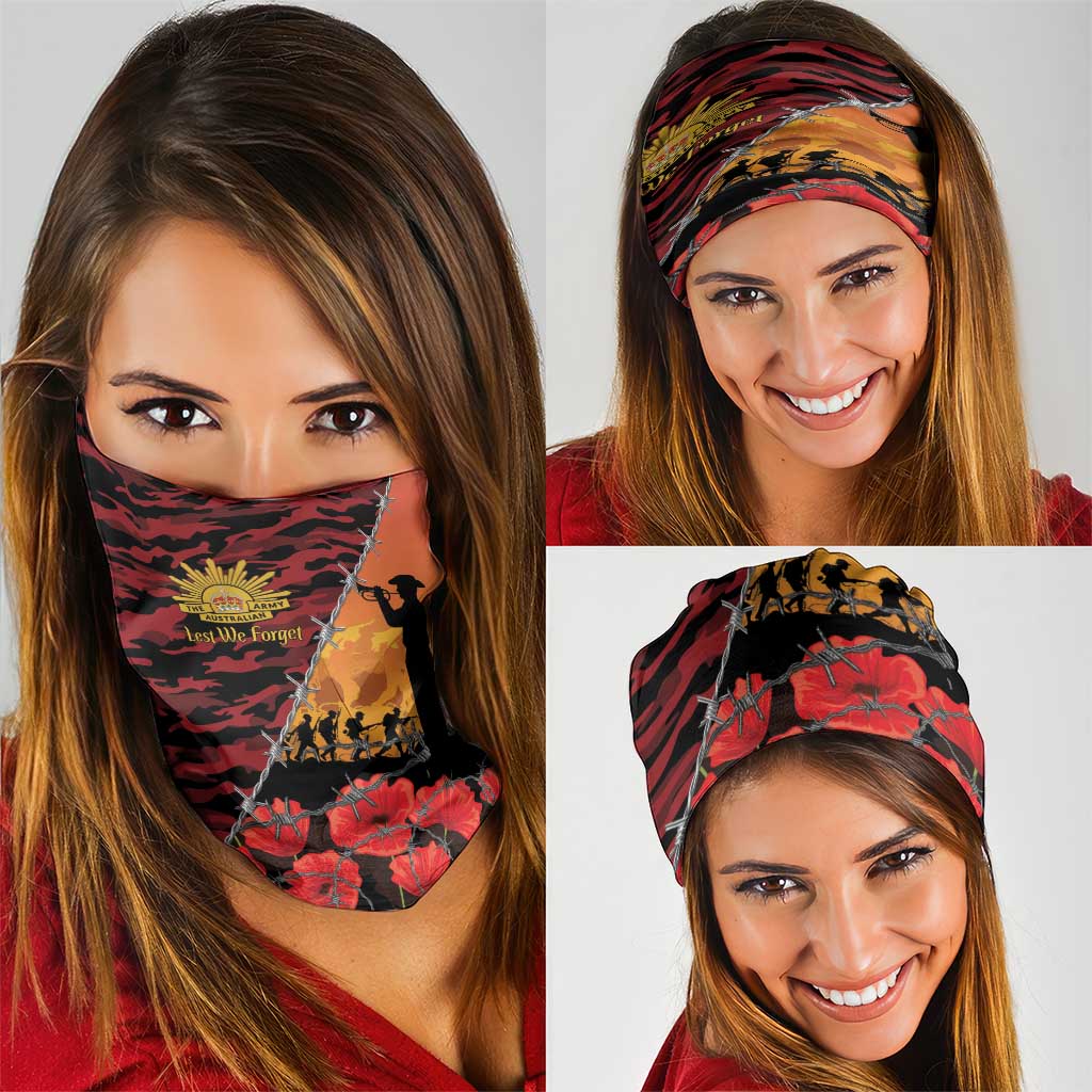 ANZAC Lest We Forget Neck Gaiter Australian Army Poppy Tribute