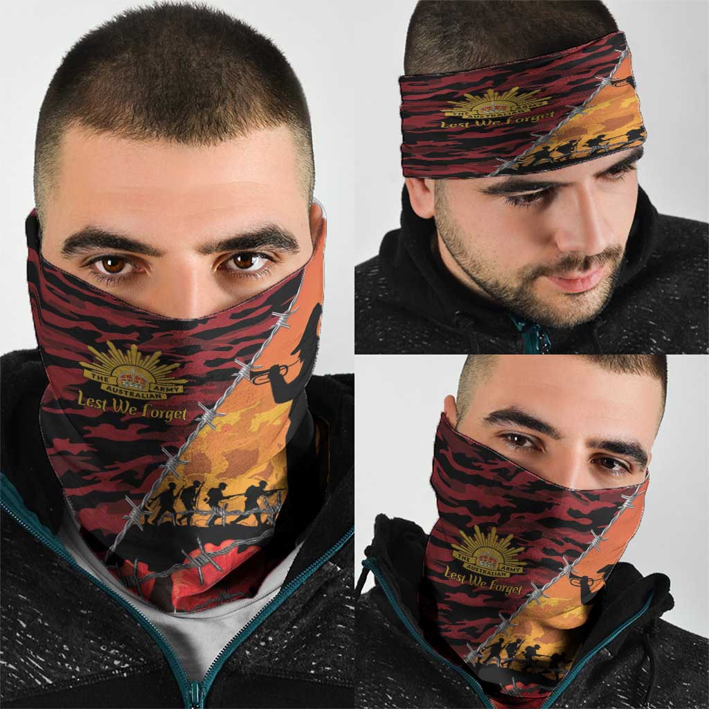 ANZAC Lest We Forget Neck Gaiter Australian Army Poppy Tribute