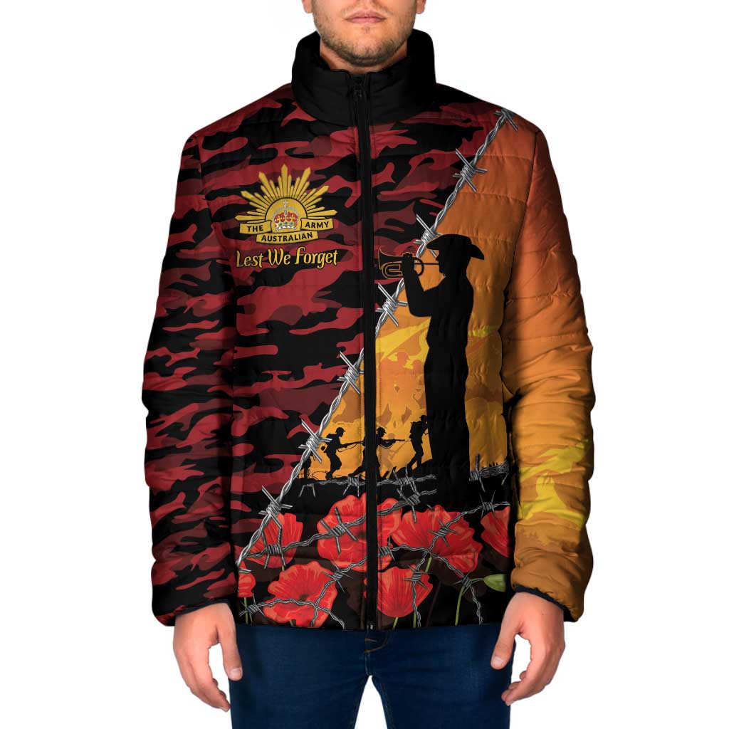 ANZAC Lest We Forget Padded Jacket Australian Army Poppy Tribute