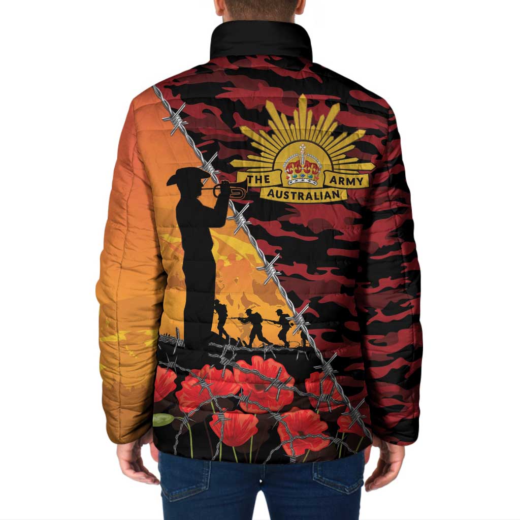 ANZAC Lest We Forget Padded Jacket Australian Army Poppy Tribute