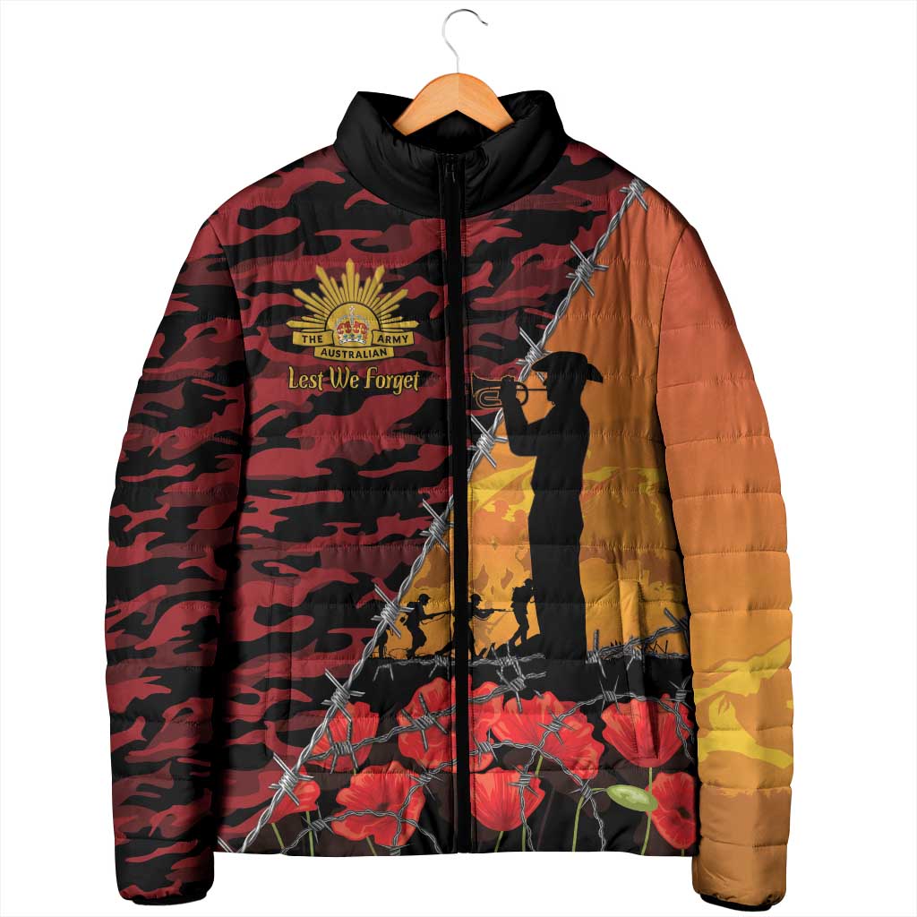 ANZAC Lest We Forget Padded Jacket Australian Army Poppy Tribute