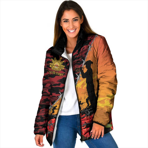 ANZAC Lest We Forget Padded Jacket Australian Army Poppy Tribute