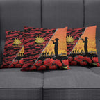 ANZAC Lest We Forget Pillow Cover Australian Army Poppy Tribute