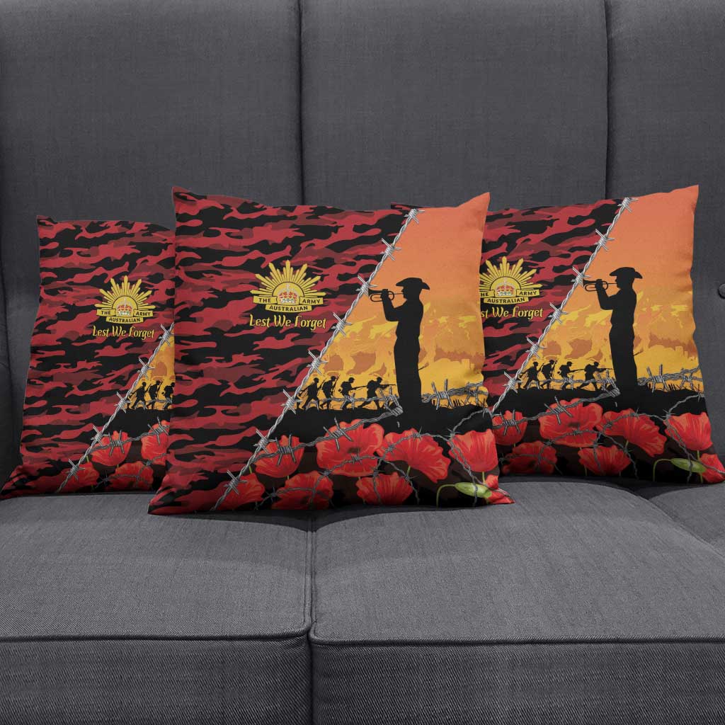 ANZAC Lest We Forget Pillow Cover Australian Army Poppy Tribute