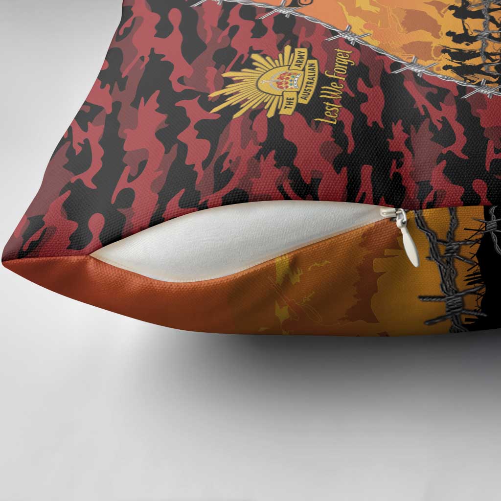 ANZAC Lest We Forget Pillow Cover Australian Army Poppy Tribute