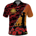 ANZAC Lest We Forget Polo Shirt Australian Army Poppy Tribute