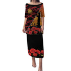 ANZAC Lest We Forget Puletasi Australian Army Poppy Tribute