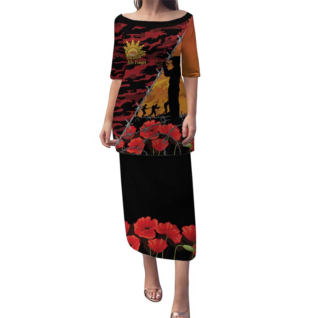 ANZAC Lest We Forget Puletasi Australian Army Poppy Tribute