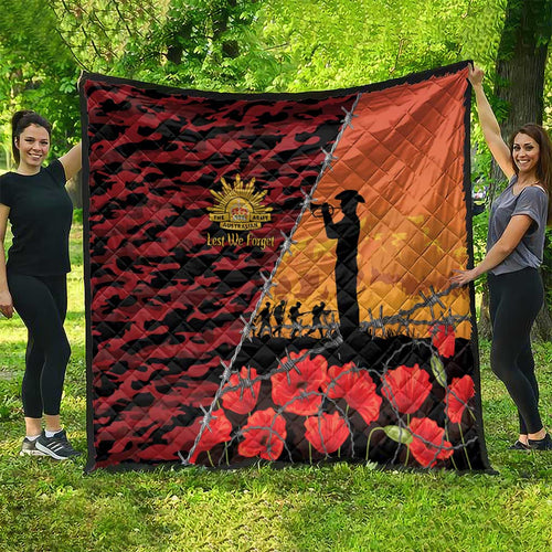 ANZAC Lest We Forget Quilt Australian Army Poppy Tribute