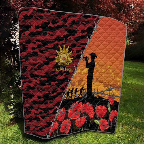 ANZAC Lest We Forget Quilt Australian Army Poppy Tribute