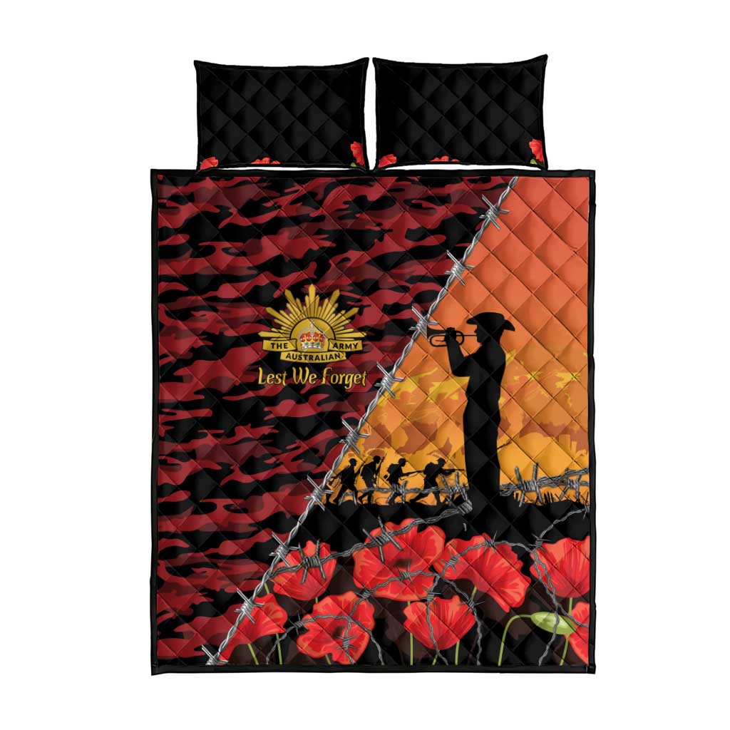 ANZAC Lest We Forget Quilt Bed Set Australian Army Poppy Tribute