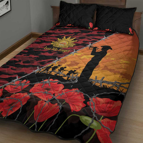ANZAC Lest We Forget Quilt Bed Set Australian Army Poppy Tribute