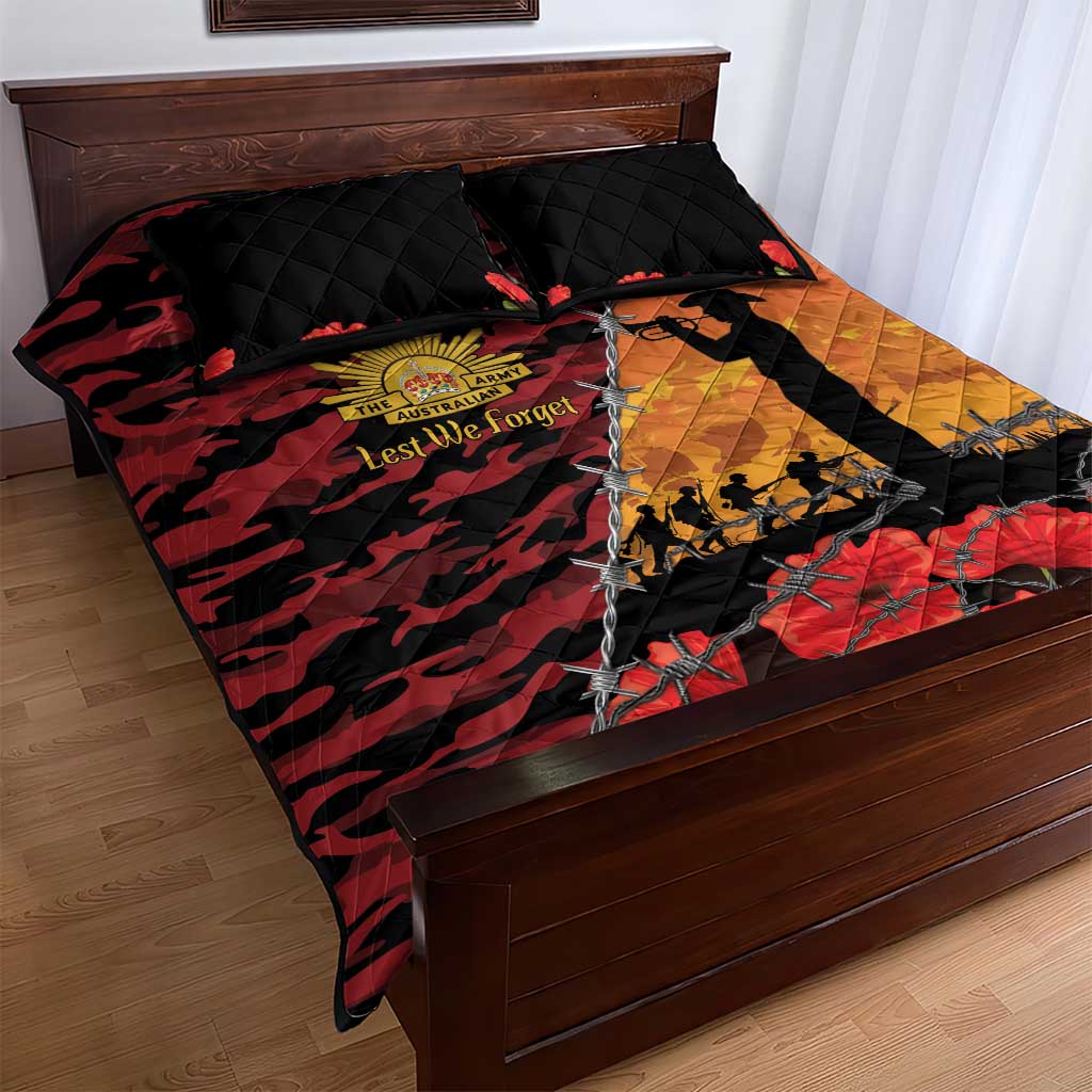 ANZAC Lest We Forget Quilt Bed Set Australian Army Poppy Tribute