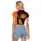 ANZAC Lest We Forget Raglan Cropped T Shirt Australian Army Poppy Tribute