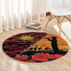 ANZAC Lest We Forget Round Carpet Australian Army Poppy Tribute