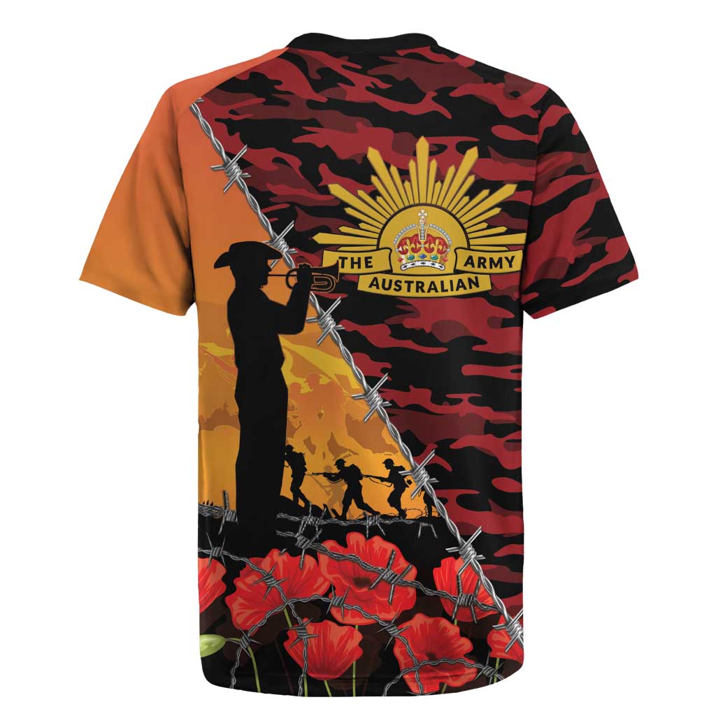ANZAC Lest We Forget Rugby Jersey Australian Army Poppy Tribute