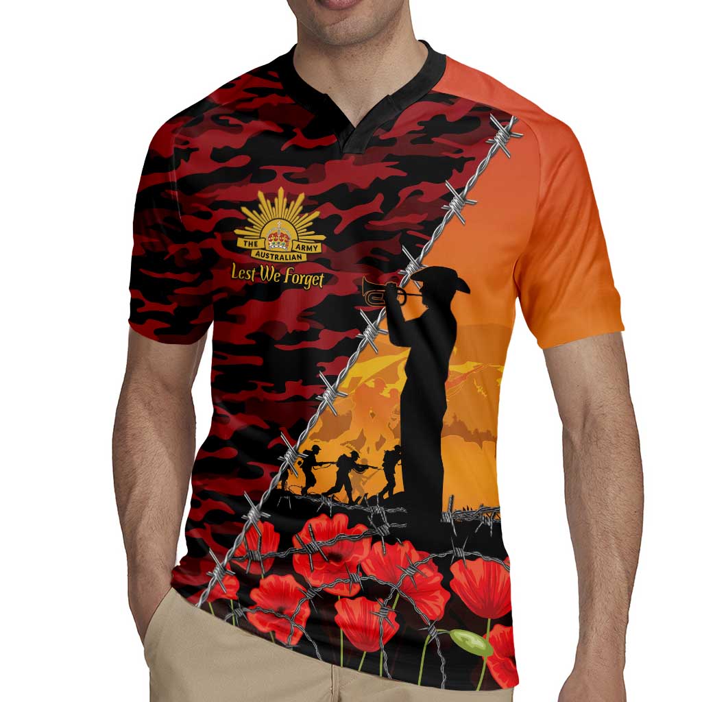 ANZAC Lest We Forget Rugby Jersey Australian Army Poppy Tribute