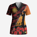 ANZAC Lest We Forget Scrub Top Australian Army Poppy Tribute