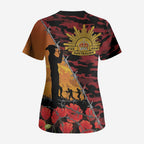ANZAC Lest We Forget Scrub Top Australian Army Poppy Tribute